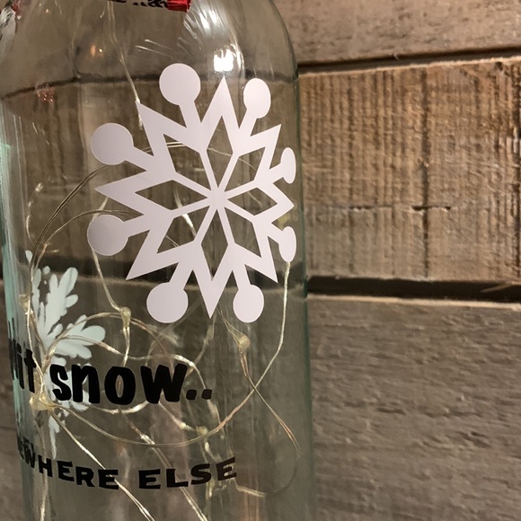 ‘Let it Snow..Somewhere Else’ Wine Bottle Lantern - Picture 3 of 13